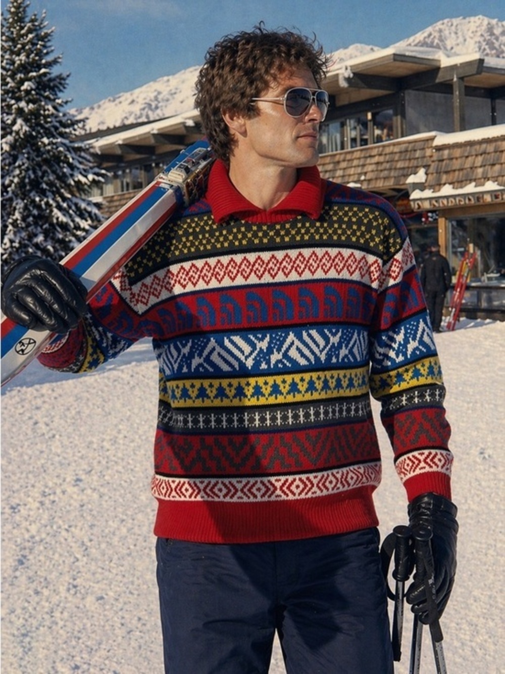 The north face vintage  wool knit fair isle style  collared sweater